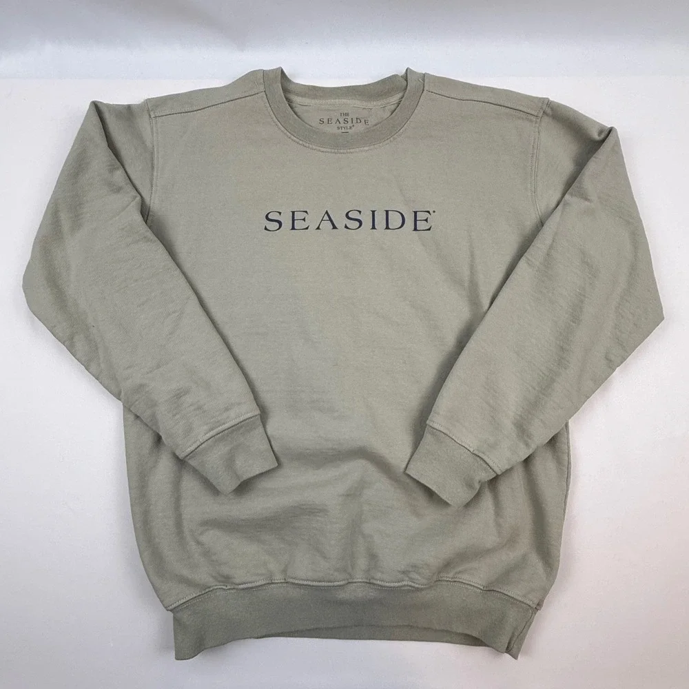 The Seaside Style Womens Medium Sage Green Graphic Crewneck Sweatshirt USA Made - Picture 1 of 9